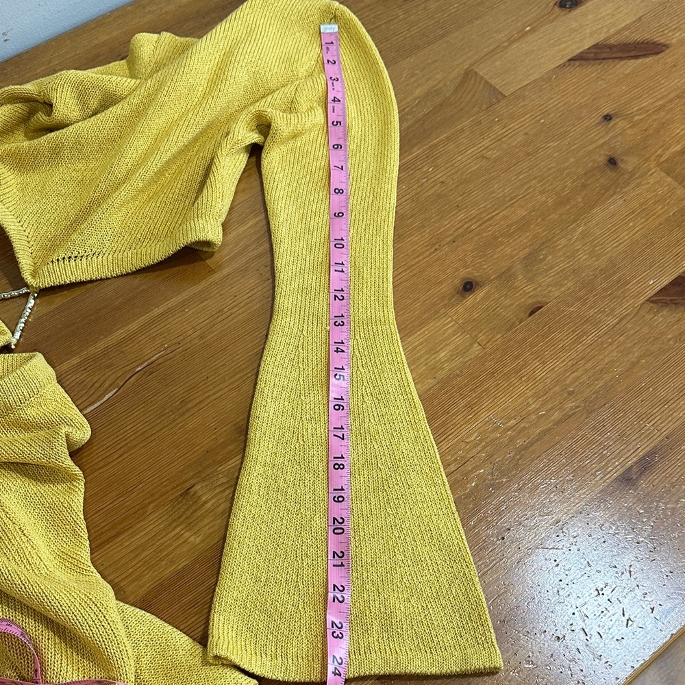 Meshki Anna Flare Sleeve Knit  Dress Yellow - Picture 14 of 16